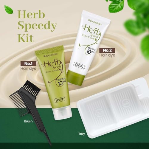 Dongsung Herb Speedy Color Cream(Deep Brown, 3Pack) Korean Herbal Vegan Hair Dye PPD-Free Ammonia-Free Hypoallergenic 100% Gray Coverage, Odorless, Dermatologically Tested, Quick 20-Minute Application