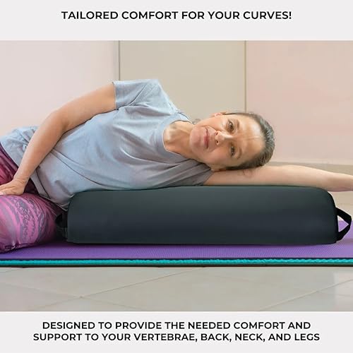 ForPro Premium Jumbo Half-Round Bolster Pillow for Massage and Yoga, Oil and Stain-Resistant, 9¡±W x 4.5" H x 26¡±L, Black