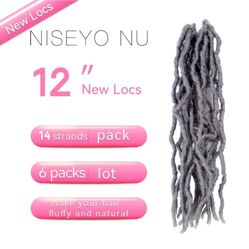 12 Inch Soft Locs Crochet Hair 6 Packs Short Straight Pre-looped New Faux Locs Crochet Hair,Grey