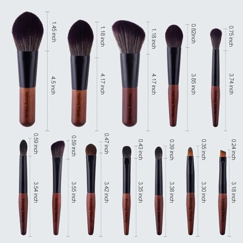 Makeup Brushes Set, 12 Pcs Mini Travel Makeup Brush Set with Case, Travel Brush Set for Loose powder, Contour, Blush, Concealer, Eye Shadow, Eye Corner, Brow Brushes Tool Kit