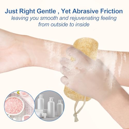 Natural Loofah Sponge (4 Packs), 6¡° Natural Loofah Exfoliating Body Scrubber Egyptian Loofa Eco 100% All Natural luffa Cleaning for Men Women Deep Clean Skin