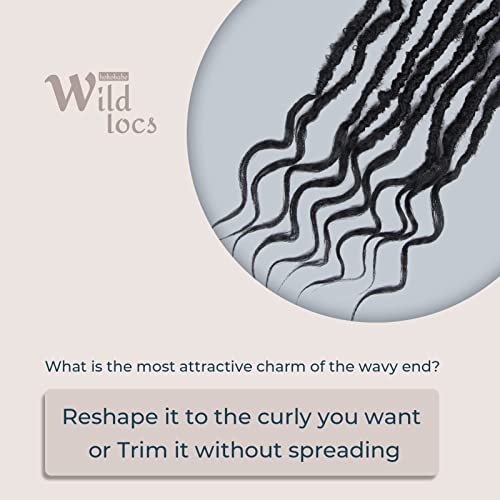 Niseyo Wild Goddess Locs 18 Inch Distressed New Faux Locs with Curly Ends 8 Packs Long Soft Pre-looped Crochet Hair (2#, Off Black)