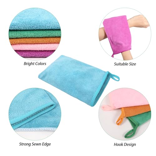 PHOGARY 5 Pack Microfiber Face Cloths, 6"x8" Fast Drying Bath Mitts Washcloth, Super Absorbent Soft Lightweight Towel Body Facial Cloths Small Wash Mitt for Travel Showering Washing Face
