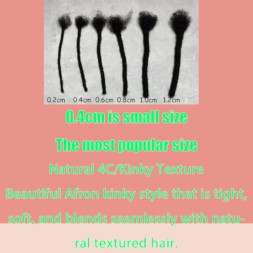 100% Human Hair Dreadlocks Handmade Locs Samll Size 0.4cm Width Pencil Size 60 per Bundles Natural Black #1B 8inch