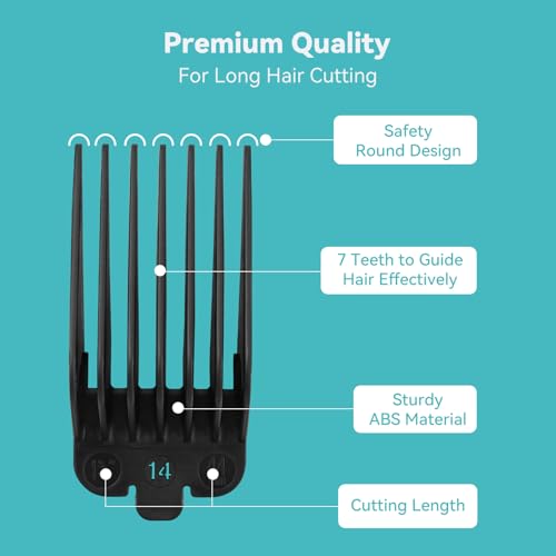 Clipper Guards Set 16 14 12 10 Compatible with Most Wahl Clippers, Clipper Guides Replacement - 1.25" to 2", 4 Piece Set, Black Color