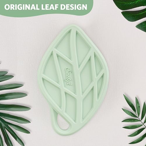 Sndyi Silicone Body Scrubber, Gentle Exfoliating Body Scrubber for Sensitive Skin, Leaf Shaped Shower Scrubber for Body with Lathering Bristles, Silicone Loofah Body Brush for Showering, Green