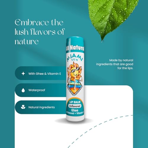 Miami Sun Natural Ghee Lip Balm, Hydrating Lip Treatment with Shea Butter & Beeswax, Organic & Non-Toxic, Best for Dry, Chapped Lips - Moisturizing, Healing, Chemical-Free Care (Gift of 40, Variety)
