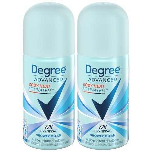 Degree Advanced Antiperspirant Deodorant Spray, Shower Clean 2-Pack ? Travel Deodorant for Women, 72H Protection, 1 Oz Ea