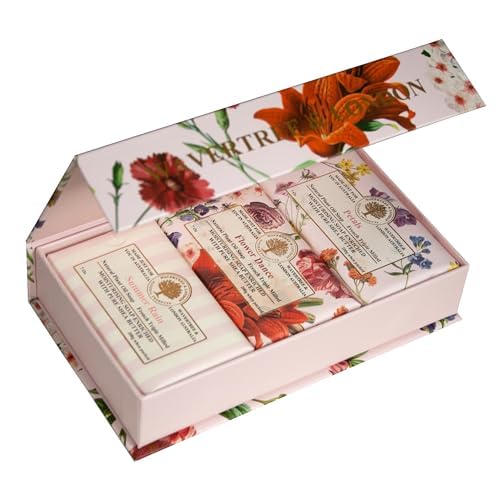 Wavertree & London Natural Soap Bars Gift Set (Set of 3), Assorted Floral Scented Bar Soap Gift Box for Women & Men, Moisturizing & Pure Triple Milled Luxury Bath Soap Bars enriched with Shea Butter
