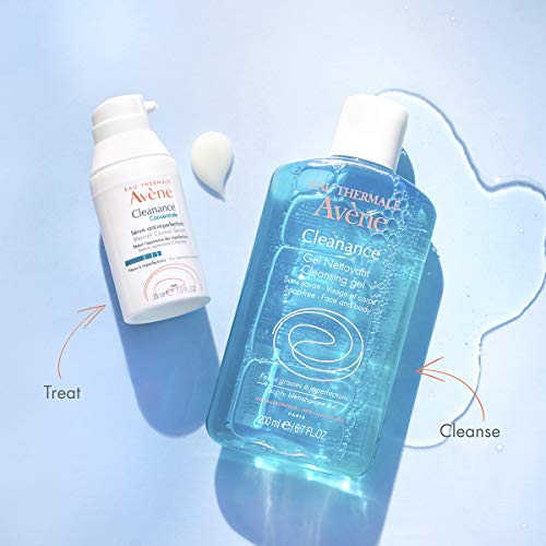 Avène Cleanance Concentrate Blemish Control Serum, clarifying water-gel, fragrance and silicone free, For acne-prone skin, airless pump, 1 fl. oz.