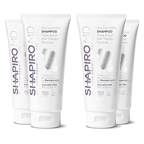 Shapiro MD Hair Growth Experts Hair Loss Shampoo | DHT Fighting Vegan Formula for Thinning Hair Developed by Dermatologists | Experience Healthier, Fuller and Thicker Looking Hair | 4 Month Supply
