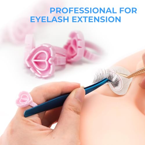 300Pcs Glue Rings Lash Glue Rings for eyelash extention Supplies Lash Tech Holder Lovely Pink Heart Shape