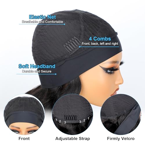 BLY Afro Curly Headband Wig Human Hair Half Wig for Women Glueless Kinky Curly 3 In 1 Wig 10A Grade 180% Density Natural Black Middle Part Headband Wigs 24 Inch