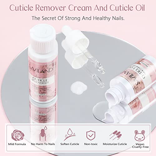 SAVILAND Cuticle Remover and Cuticle Oil Kit ? Nail Care Kit with Cuticle Remover Liquid & 1.01 oz Cuticle Oil Cuticle Trimmer for Cuticle Softener & Moisturize Manicure Kit for Home Use