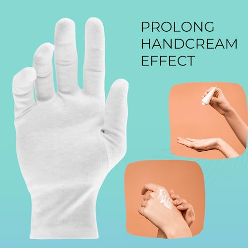 12 Pairs Cotton Gloves, White Gloves for Dry Hands, Cotton Gloves for Sleeping, Moisturizing Night Gloves, White Gloves 100% Cotton, Size L (12 Pairs)