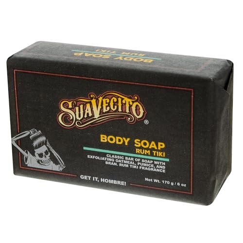 Suavecito Body & Hand Soap Bars Moisturizing With Masculine Tiki Rum Fragrance 6 oz 6 Pack