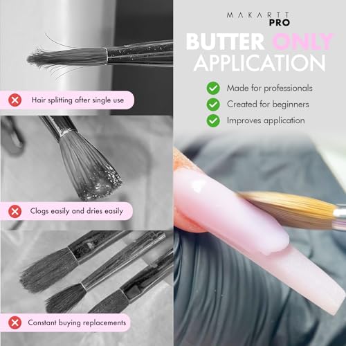MakarttPro Kolinsky Crimped Acrylic Nail Brush for Acrylic Powder and EMA Monomer Application, Made for Professional Nail Technicians and Beginner Nail Students, Size #8