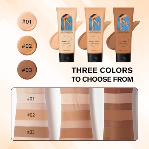 Legs Makeup Waterproof with Brush - Medium Body Concealer, Tattoo & Scar Cover Up, Long Lasting, Transfer Proof, Easy Application for Flawless Looking Legs, All Skin Tones (#3)