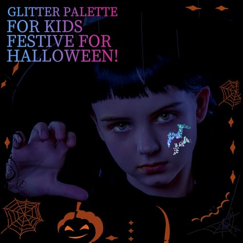 FANDAMEI Glow in The Dark Glitter, 2 Glitter Gel Palette 18 Grids Face Body Hair Glitter for Glow in The Dark Glitter Makeup, Face Glitter for Kids Women for Halloween Rave Concert Face Paint
