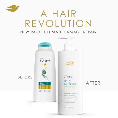Dove Shampoo & Conditioner 2-in-1 + Dove Beauty Bar Soap 8-Pack ? Deep Hydration for Revitalizing Dry Hair and Skin (9-Piece Set)