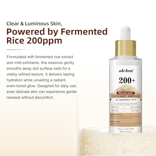 White Rice Peeling Glow Ampoule - Upgrade Skin Peel & Hydration Shot for Face and Body, Exfoliating Serum for All Skin Types, 80ml