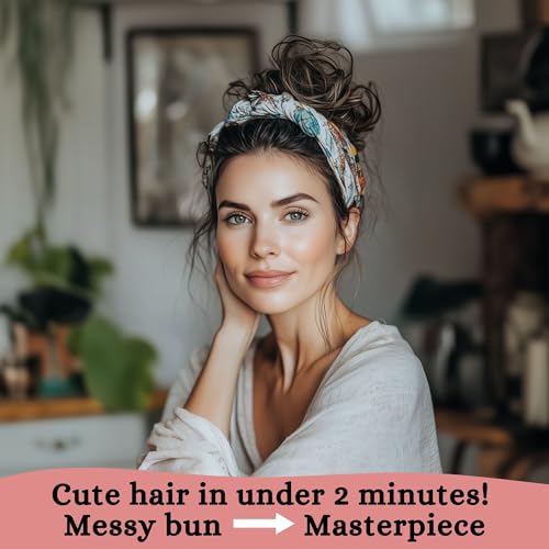 SWAY Small Satin Headbands for Women ? 6-Clip Non-Slip, Wear 10+ Ways as Headband, Boho, Gift for Her- 28in. Handmade in USA