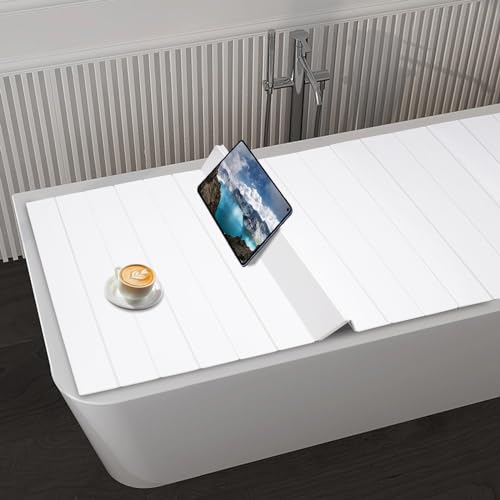 Foldable Bathtub Cover,70.9"x31.5" Shutter Bath Lid Freestanding Bathtub Covers Anti-dust Bathtubs Cover Insulation PVC Bathtubs for Home, Bathroom, Spa Experience (70.9"x31.5")