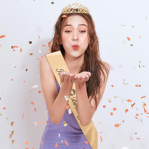 21st Birthday Sash and Crown Gifts for her Tiara for Women Girl 21st Its My Birthday Sash Headband Accessories Decorations