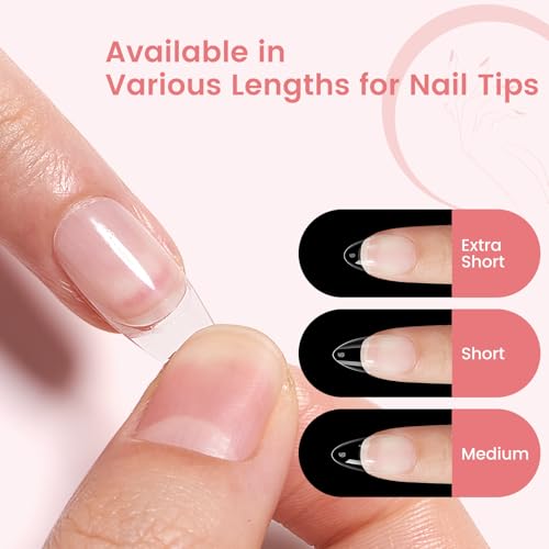 Quaferen Almond Nail Tips Short: 240pcs Pre-shape Acrylic Fake Nails Tips Almond Shape - 12 Sizes Soft Gel Full Cover Clear Gelly Press on False Tip for Nail Extension Salon Home
