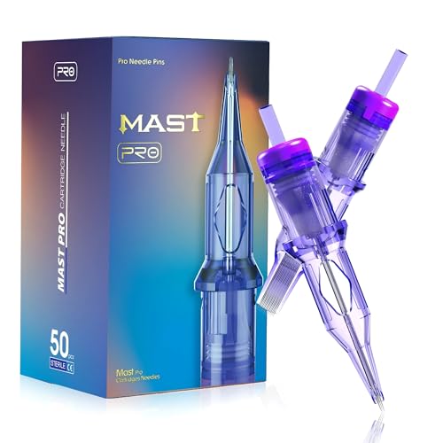 Mast Tattoo Pro Cartridges Needles with Membrane Mixed Sizes Box of 50 Pcs (RL+RS+RM+M1)