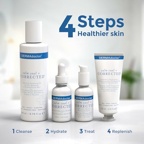 DERMAdoctor Calm Cool + Corrected Dermatologist Formulated Vitamin C Face Cream with Ferulic Acid + Vitamin E Oil; Ceramide Moisturizer for Sensitive Skin - 2.0 oz