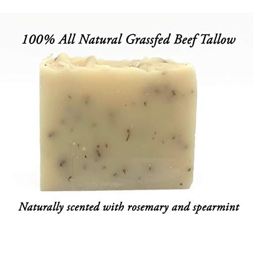 EST'D 2004 HC Meadow Bloom Tallow Bar Soap - Rosemary & Spearmint 2 Pack - Made with All Natural 100% Grass Fed Tallow Handmade Soap Bar - Great for Face or Body Soap