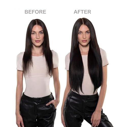 Remy Hair Extensions clip ins Hair Etensions for Women 1b Black Double Weft Natural Hair Extensions Straight 8Pcs Soft and Thick 24inch 110g