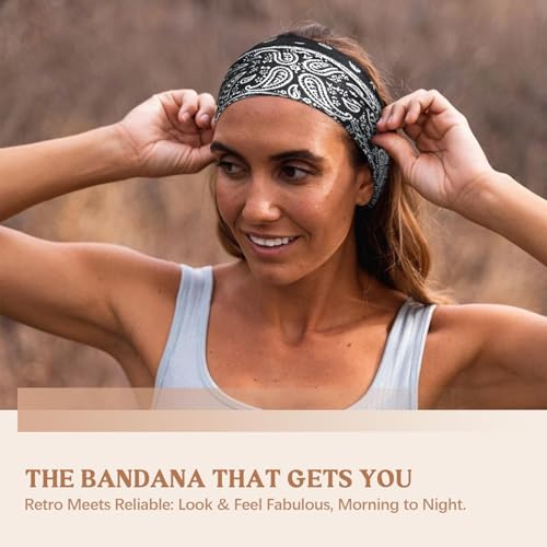 Wide Headbands for Women Knotted No Slip Head Bands Soft Turban Headband Hair Accessories Boho African Solid Color Head Wraps for Women Yoga Workout Pack of 6(Boho)