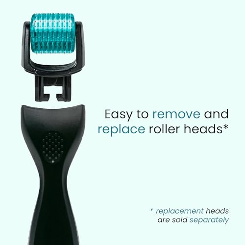 Gin Amber Beauty Derma Roller with Replaceable Head Design ? 192 Real individual needles, Micro Needling Roller for Face, Beard, and Scalp Care, 0.25mm Face Roller