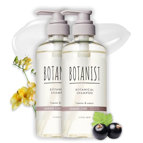 Botanist Sulfate Free Shampoo for Color Treated Hair, Organic Shampoo for Women & Men with Collagen, Ceramide, Keratin & Jojoba Seed Oil from Japan, Freesia & Cassis, DAMAGE CARE15.5 Fl Oz, 2EA