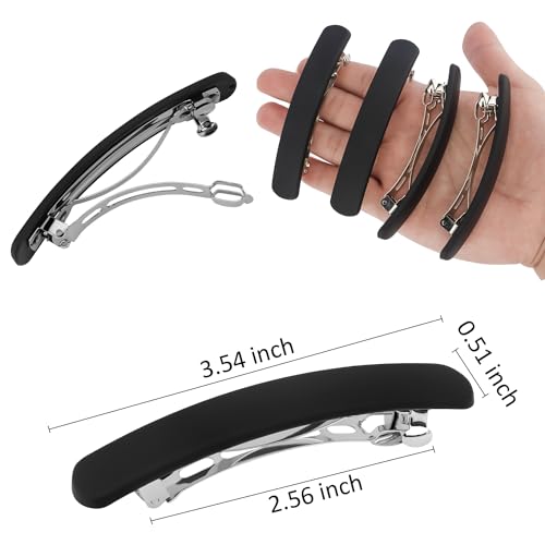 Hair Clip, Black Matte Barrettes for Women 4Pcs, Flat Hair Clips for Thin Fine Hair, Hair Pins for Short Medium Hair, Cute Hair Accessories for Women Girls