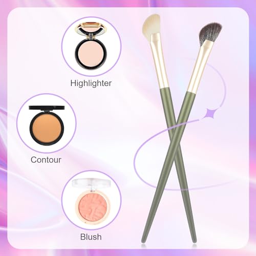 Thinp 2 Pieces Nose Contour Brush Half Fan-Shape Nose Shadow Brush Angled Concealer Brush Under Eye Blush Brush Highlighter Brush for Blending Liquid Cream Powder Cosmetics