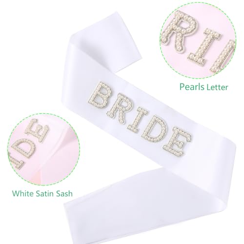 Bride Sash with Pearls and Rhinestones, Bride to Be Sash Gift, Bachelorette Party Sash Accessories, Bachelorette Party Decorations, Bridal Shower Gift Wedding Decorations