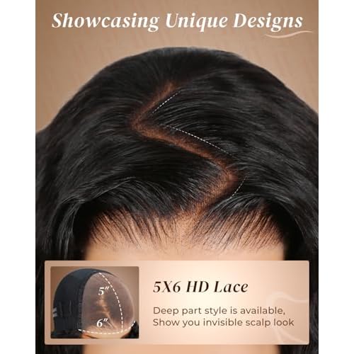 Arabella 5x6 Wear and Go Glueless Wigs Human Hair Deep Curly Bob Wig Lace Front Wig Human Hair 210% Density Pre-Cut Lace Wigs Pre Bleached Tiny Knots Bob Wig Human Hair(14inch, 5x6 Glueless Bob)