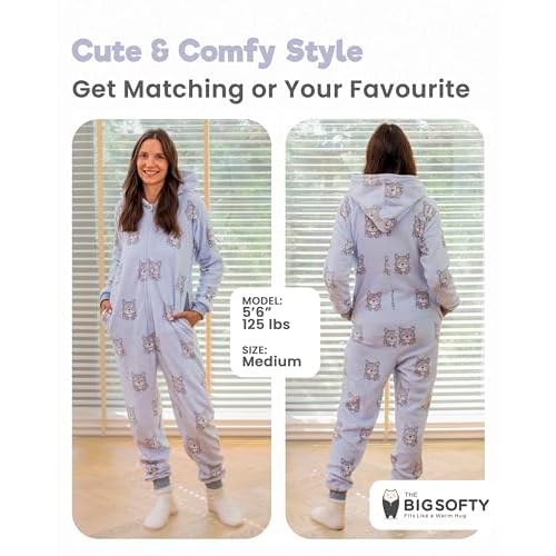 The Big Softy Adult Onesies for Women, Fleece Onesie PJs for Women, Teens, Funny Adult Onesie Pajamas, Cute One Piece Pajamas