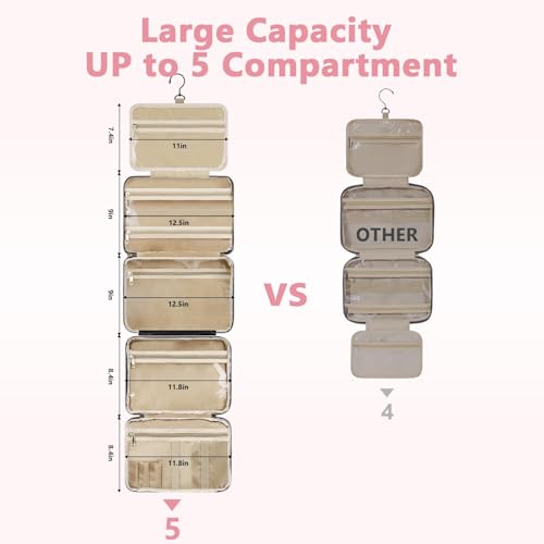 urophylla Detachable Travel Toiletry Bag for Women - Large Toiletry Bags for Traveling Women - Hanging Makeup Cosmetic Bag, Organizer for Travel Accessories Cruise Essential - Travel Size Toiletries