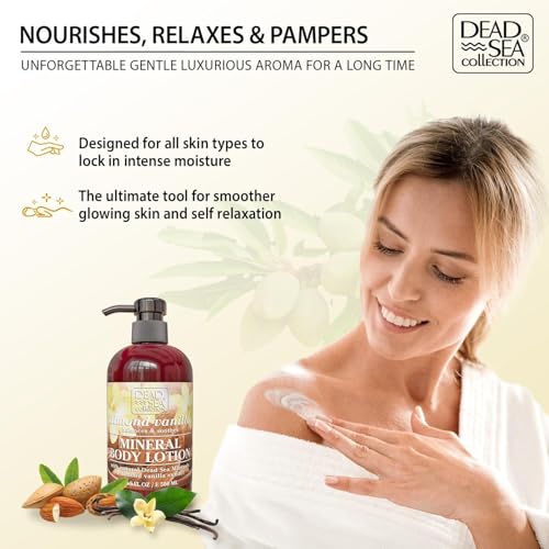 Dead Sea Collection Almond Vanilla Body Lotion - Nourishing Moisturizer for Women and Men - Rejuvenating Hand and Body Care for Dry Skin 16.9 Fl. Oz.