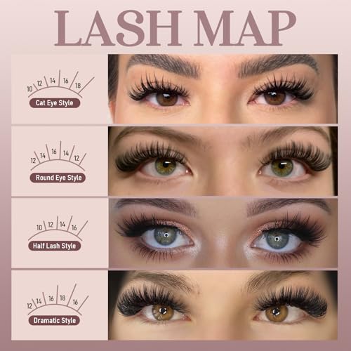 Wispy Lash Clusters - 4 Styles 10-16mm DIY Eyelash Extensions, Natural Look Lightweight, Beginner Friendly Reusable 456pcs Individual Lashes for Everyday & Party Use