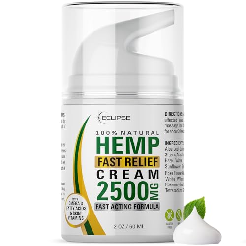 Hemp Cream by Eclipse - Non-Greasy, Targeted Long-Lasting Relief - Natural Hemp Extract Cream - Made in USA - 2 Pack