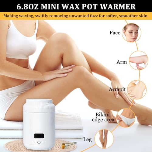 PODOY Mini Wax Warmer - Switchable Display, Portable for Hair Removal with 100 Wax Sticks, Non-Stick Waxing Kit for Women's Face and Body, Professional Melter Machine