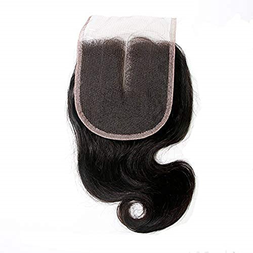SingleBest Body Wave Bundles With Closure 10A Brazilian Virgin Hair Short Bob Weave With 4x4 Middle Part Half Hand Tied Lace Closure 100% Unprocessed Human Hair Natural Color(8 8 8+8inch)