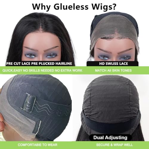 32 Inch Glueless Wigs Human Hair Pre Plucked Pre Cut 180% Density Wear and Go Glueless Wig Human Hair 13x4 HD Body Wave Lace Front Wigs Human Hair for Women Frontal Wigs with Baby Hair