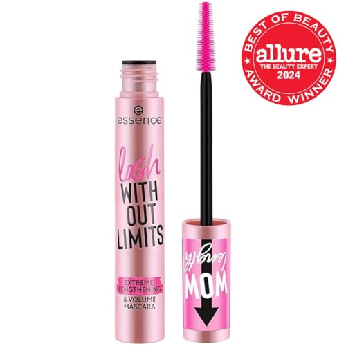 essence | Lash Without Limits Extreme Lengthening & Volume Mascara (01 | Extra Black) | Volumizing & Lengthening | Vegan, Cruelty Free & Paraben Free