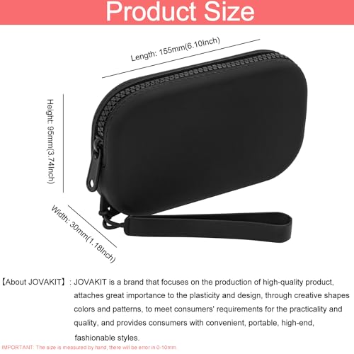 JOVAKIT Small Portable Silicone Makeup Bag for Women, Travel Waterproof Toiletry Cosmetic Bag Gifts for Women, Zipper Closure Makeup Case with Handle (Black)
